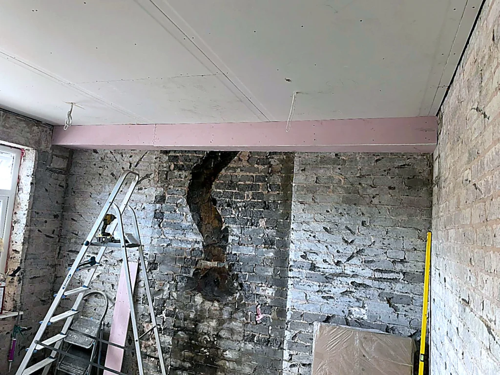 Chimney removal during the work