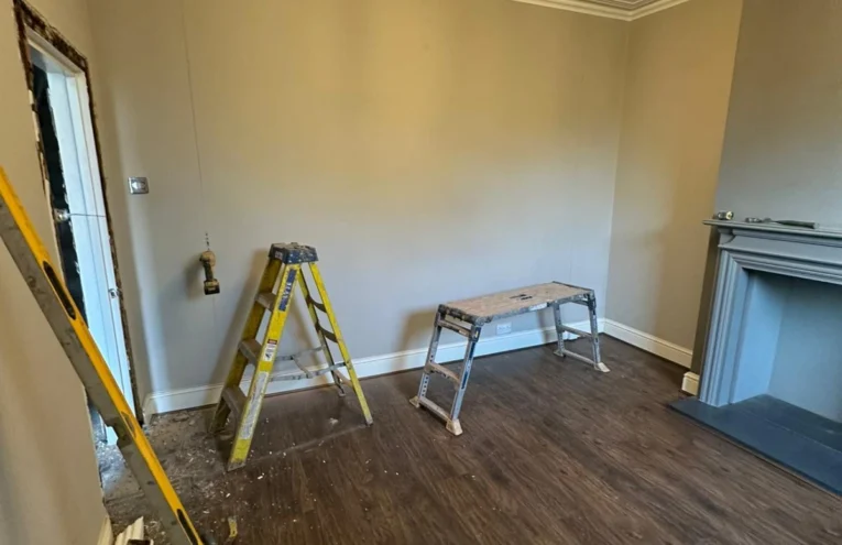 Load bearing wall before removal at a residential property in Great Sankey, Warrington WA5, showing closed internal layout prior to structural alteration and RSJ installation by Guardian Structural Ltd.